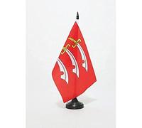AZ FLAG - Drapeau De Table Comté de Essex 21x14 cm - Petit Drapeau De Essex De Bureau 100% Polyester Avec Hampe De 25cm Et Socle En Plastique Noir