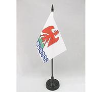 AZ FLAG - Drapeau De Table Comté de Nice - 15x10 cm - Mini Drapeau Niçois De Bureau 100% Polyester Avec Hampe De 25cm Et Socle En Plastique Noir