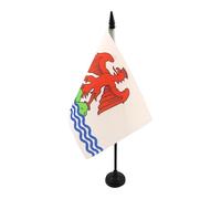 AZ FLAG - Drapeau De Table Comté de Nice 21x14 cm - Petit Drapeau Niçois De Bureau 100% Polyester Avec Hampe De 25cm Et Socle En Plastique Noir