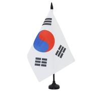 AZ FLAG - Drapeau De Table Corée du Sud 21x14 cm - Petit Drapeau Coréen De Bureau 100% Polyester Avec Hampe De 25cm Et Socle En Plastique Noir