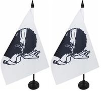 AZ FLAG - Drapeau De Table Corse 21x14 cm - Petit Drapeau Corse De Bureau 100% Polyester Avec Hampe De 25cm Et Socle En Plastique Noir (Lot de 2)