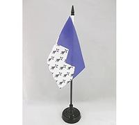 AZ FLAG - Drapeau De Table Côtes-d'Armor - 15x10 cm - Mini Drapeau Des Côtes D'Armor De Bureau 100% Polyester Avec Hampe De 25cm Et Socle En Plastique Noir
