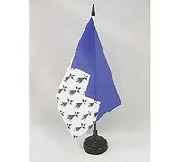 AZ FLAG - Drapeau De Table Côtes-d'Armor 21x14 cm - Petit Drapeau Des Côtes D'Armor De Bureau 100% Polyester Avec Hampe De 25cm Et Socle En Plastique Noir