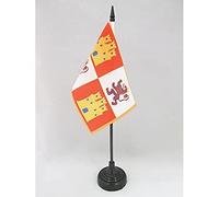 AZ FLAG - Drapeau De Table Couronne de Castille 1230-1715 - 15x10 cm - Mini Drapeau De La Monarchie Espagnole De Bureau 100% Polyester Avec Hampe De 25cm Et Socle En Plastique Noir