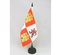 AZ FLAG Drapeau de Table Couronne de Castille 1230-1715 21x14 cm | Usage intérieur Drapeau de bureau de la monarchie espagnole finition cousue et bords renforcés polyester 100D