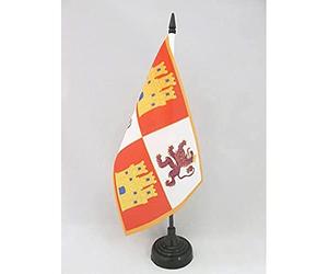 AZ FLAG Drapeau de Table Couronne de Castille 1230-1715 21x14 cm | Usage intérieur Drapeau de bureau de la monarchie espagnole finition cousue et bords renforcés polyester 100D