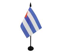 AZ FLAG - Drapeau De Table Cuba - 15x10 cm - Mini Drapeau Cubain De Bureau 100% Polyester Avec Hampe De 25cm Et Socle En Plastique Noir
