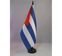 AZ FLAG - Drapeau De Table Cuba 21x14 cm - Petit Drapeau Cubain De Bureau 100% Polyester Avec Hampe De 25cm Et Socle En Plastique Noir