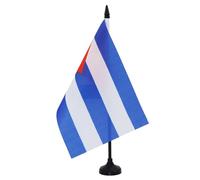 AZ FLAG Drapeau de Table Cuba 21x14 cm Polyester 100D Socle Plastique | Usage intérieur Drapeau de bureau cubain finition cousue et bords renforcés avec mât en plastique et socle en plastique