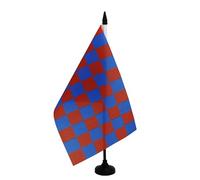 AZ FLAG - Drapeau De Table Damier Bordeaux et bleu 21x14 cm - Petit Drapeau À Damiers De Bureau 100% Polyester Avec Hampe De 25cm Et Socle En Plastique Noir