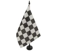 AZ FLAG Drapeau de Table Damier Noir et Blanc 21x14cm - Petit Drapeaux DE Bureau à damiers - Course Automobile - Formule 1 14 x 21 cm