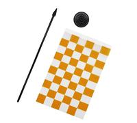 AZ FLAG - Drapeau De Table Damier Orange et blanc 21x14 cm - Petit Drapeau À Damiers De Bureau 100% Polyester Avec Hampe De 25cm Et Socle En Plastique Noir