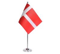 AZ FLAG - Drapeau De Table Danemark Prestige - Drapeau Danois De Bureau En Satin Avec Hampe De 30cm Et Socle En Métal - 22x15 cm