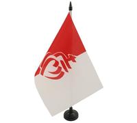 AZ FLAG - Drapeau De Table Département de la Vendée 21x14 cm - Petit Drapeau Cœur Vendéen De Bureau 100% Polyester Avec Hampe De 25cm Et Socle En Plastique Noir