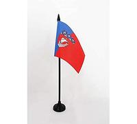 AZ FLAG - Drapeau De Table Département de Paris - 15x10 cm - Mini Drapeau De La Seine De Bureau 100% Polyester Avec Hampe De 25cm Et Socle En Plastique Noir