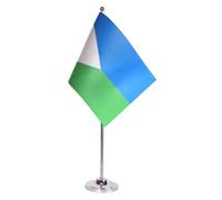 AZ FLAG - Drapeau De Table Djibouti Prestige - Drapeau Djiboutien De Bureau En Satin Avec Hampe De 30cm Et Socle En Métal - 22x15 cm