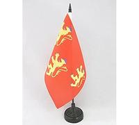 AZ FLAG - Drapeau De Table Dordogne 21x14 cm - Petit Drapeau Du Département De La Dordogne De Bureau 100% Polyester Avec Hampe De 25cm Et Socle En Plastique Noir