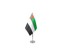AZ FLAG - Drapeau De Table Emirats Arabes Unis Prestige - Drapeau Émirati De Bureau En Satin Avec Hampe De 30cm Et Socle En Métal - 22x15 cm