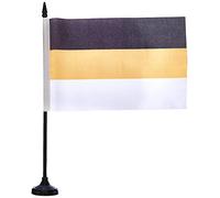 AZ FLAG - Drapeau De Table Empire russe 1858-1896 21x14 cm - Petit Drapeau Impérial De Russie De Bureau 100% Polyester Avec Hampe De 25cm Et Socle En Plastique Noir
