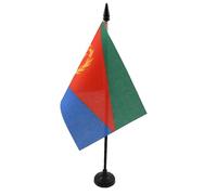 AZ FLAG - Drapeau De Table Erythrée - 15x10 cm - Mini Drapeau Érythréen De Bureau 100% Polyester Avec Hampe De 25cm Et Socle En Plastique Noir