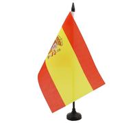 AZ FLAG - Drapeau De Table Espagne 21x14 cm - Petit Drapeau Espagnol De Bureau 100% Polyester Avec Hampe De 25cm Et Socle En Plastique Noir