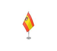 AZ FLAG - Drapeau De Table Espagne Prestige - Drapeau Espagnol De Bureau En Satin Avec Hampe De 30cm Et Socle En Métal - 22x15 cm