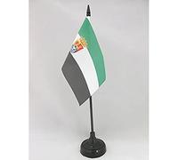 AZ FLAG - Drapeau De Table Estrémadure - 15x10 cm - Mini Drapeau De Extremadura De Bureau 100% Polyester Avec Hampe De 25cm Et Socle En Plastique Noir