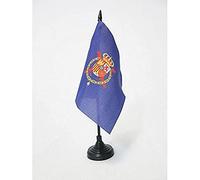 AZ FLAG - Drapeau De Table Etendard de Juan Carlos d'Espagne 15x15 cm - Petit Drapeau Royal Espagnol De Bureau 100% Polyester Avec Hampe De 25cm Et Socle En Plastique Noir