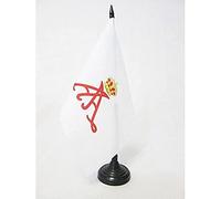 AZ FLAG - Drapeau De Table Etendard du Prince Albert II de Monaco 21x14 cm - Petit Drapeau De La Principauté Monégasque De Bureau 100% Polyester Avec Hampe De 25cm Et Socle En Plastique Noir