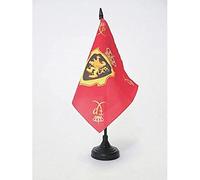 AZ FLAG - Drapeau De Table Etendard royal de Belgique 15x15 cm - Petit Drapeau Du Roi Belge De Bureau 100% Polyester Avec Hampe De 25cm Et Socle En Plastique Noir