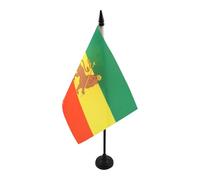 AZ FLAG - Drapeau De Table Ethiopie 1897-1974 21x14 cm - Petit Drapeau Éthiopien Avec Lion De Bureau 100% Polyester Avec Hampe De 25cm Et Socle En Plastique Noir