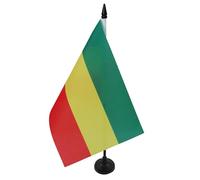 AZ FLAG - Drapeau De Table Ethiopie sans armoiries 21x14 cm - Petit Drapeau Éthiopien De Bureau 100% Polyester Avec Hampe De 25cm Et Socle En Plastique Noir