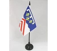 AZ FLAG - Drapeau De Table Eure-et-Loir - 15x10 cm - Mini Drapeau Du Département Eurélien De Bureau 100% Polyester Avec Hampe De 25cm Et Socle En Plastique Noir