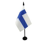 AZ FLAG - Drapeau De Table Finlande - 15x10 cm - Mini Drapeau Finlandais De Bureau 100% Polyester Avec Hampe De 25cm Et Socle En Plastique Noir