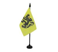 AZ FLAG - Drapeau De Table Flandre - 15x10 cm - Mini Drapeau Flamand De Bureau 100% Polyester Avec Hampe De 25cm Et Socle En Plastique Noir
