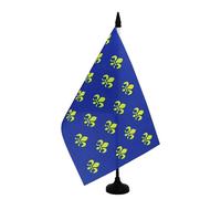 AZ FLAG - Drapeau De Table Fleur de Lys Bleu et Or 21x14 cm - Petit Drapeau Royal Français De Bureau 100% Polyester Avec Hampe De 25cm Et Socle En Plastique Noir