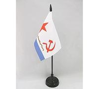 AZ FLAG - Drapeau De Table Forces militaires navales URSS - 15x10 cm - Mini Drapeau Naval Communiste De Bureau 100% Polyester Avec Hampe De 25cm Et Socle En Plastique Noir