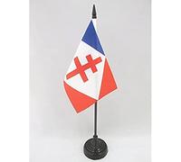 AZ FLAG - Drapeau De Table Forces navales françaises libres - 15x10 cm - Mini Drapeau Militaire Français De Bureau 100% Polyester Avec Hampe De 25cm Et Socle En Plastique Noir