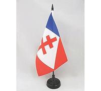 AZ FLAG - Drapeau De Table Forces navales françaises libres 21x14 cm - Petit Drapeau Militaire Français De Bureau 100% Polyester Avec Hampe De 25cm Et Socle En Plastique Noir