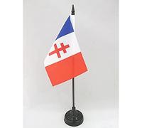 AZ FLAG - Drapeau De Table France Général de Gaulle - 15x10 cm - Mini Drapeau Français Charles De Gaulle De Bureau 100% Polyester Avec Hampe De 25cm Et Socle En Plastique Noir