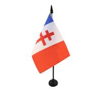 AZ FLAG - Drapeau De Table France Général de Gaulle 21x14 cm - Petit Drapeau Français Charles De Gaulle De Bureau 100% Polyester Avec Hampe De 25cm Et Socle En Plastique Noir