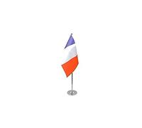 AZ FLAG - Drapeau De Table France Prestige - Drapeau Français De Bureau En Satin Avec Hampe De 30cm Et Socle En Métal - 22x15 cm