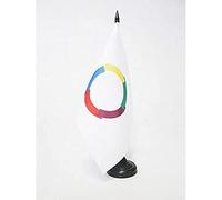 AZ FLAG - Drapeau De Table Francophonie 21x14 cm - Petit Drapeau De La Langue Française De Bureau 100% Polyester Avec Hampe De 25cm Et Socle En Plastique Noir