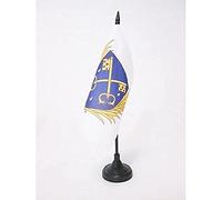 AZ FLAG - Drapeau De Table Fraternité sacerdotale Saint-Pierre 15x15 cm - Petit Drapeau De Saint-Pierre De Bureau 100% Polyester Avec Hampe De 25cm Et Socle En Plastique Noir