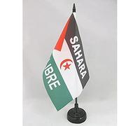 AZ FLAG - Drapeau De Table Frente Polisario Sahara Occidental 21x14 cm - Petit Drapeau Du Rasd Sahraoui De Bureau 100% Polyester Avec Hampe De 25cm Et Socle En Plastique Noir