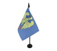 AZ FLAG Drapeau de Table Frioul-Vénétie julienne 21x14 cm Socle Plastique | Usage intérieur Drapeau de bureau de la région du Friuli Friuli-Venezia Giulia finition cousue et bords renforcés