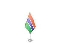 AZ FLAG - Drapeau De Table Gambie Prestige - Drapeau Gambien De Bureau En Satin Avec Hampe De 30cm Et Socle En Métal - 22x15 cm