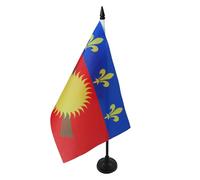 AZ FLAG - Drapeau De Table Guadeloupe alternatif 21x14 cm - Petit Drapeau Guadeloupéen De Bureau 100% Polyester Avec Hampe De 25cm Et Socle En Plastique Noir
