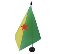 AZ FLAG - Drapeau De Table Guyane française 21x14 cm - Petit Drapeau Guyanais De Bureau 100% Polyester Avec Hampe De 25cm Et Socle En Plastique Noir