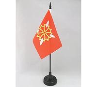 AZ FLAG - Drapeau De Table Haute-Garonne - 15x10 cm - Mini Drapeau Du Département De Haute-Garonne De Bureau 100% Polyester Avec Hampe De 25cm Et Socle En Plastique Noir